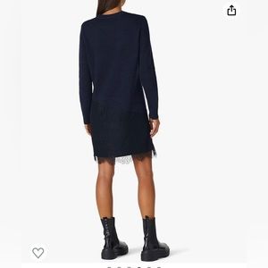 Thakoon New Asymmetric Lace Sweater Dress Navy Blue Size Small